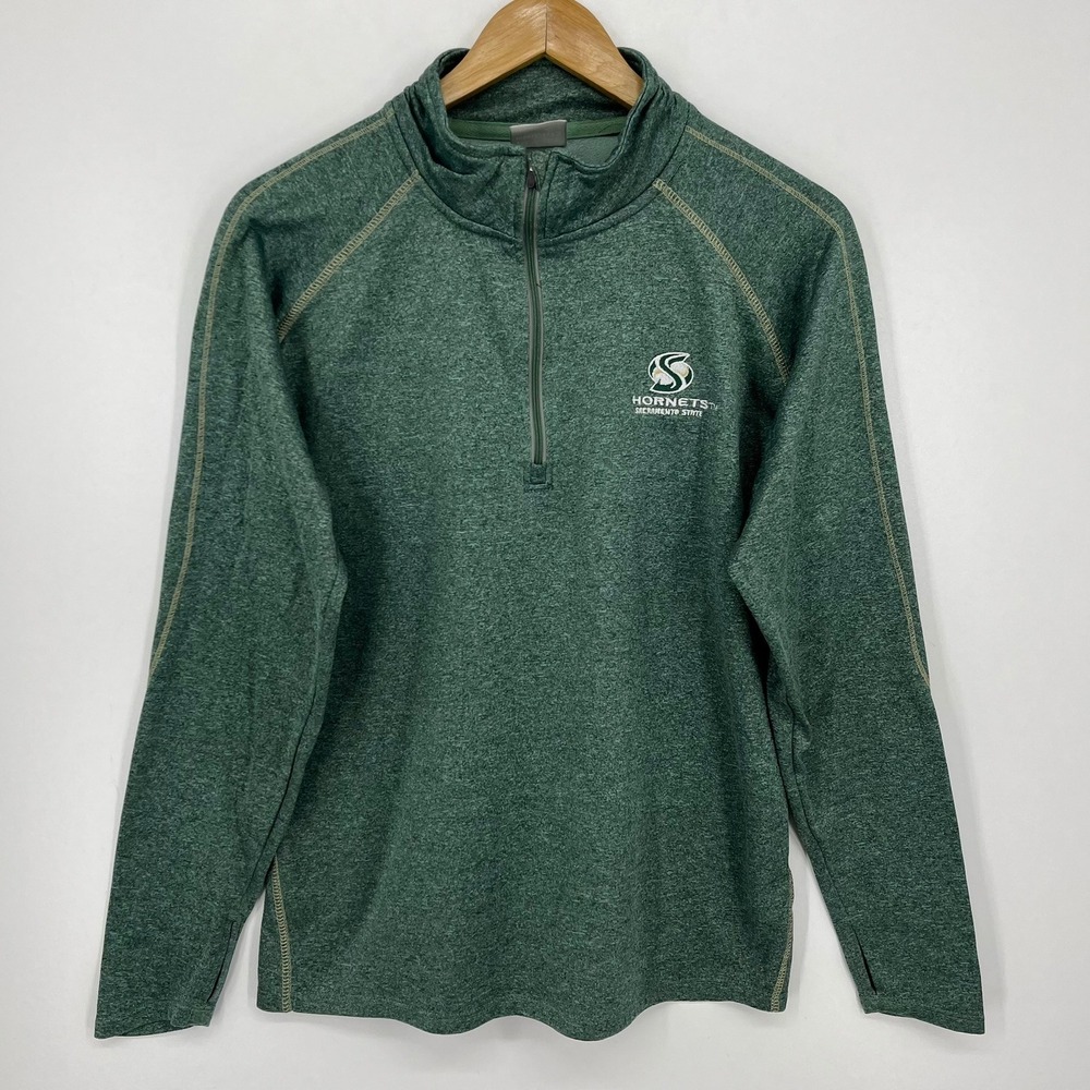 Knights Apparel Sacramento State Hornets Quarter Zip Pullover Green Womens Large